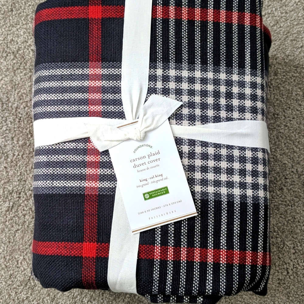 Pottery Barn Carson Plaid King Duvet Cover